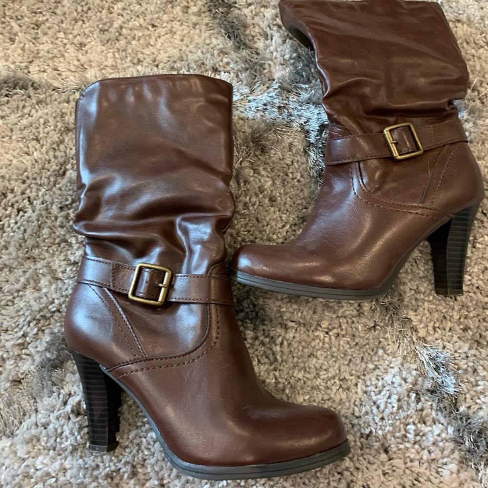 Brown heeled boots